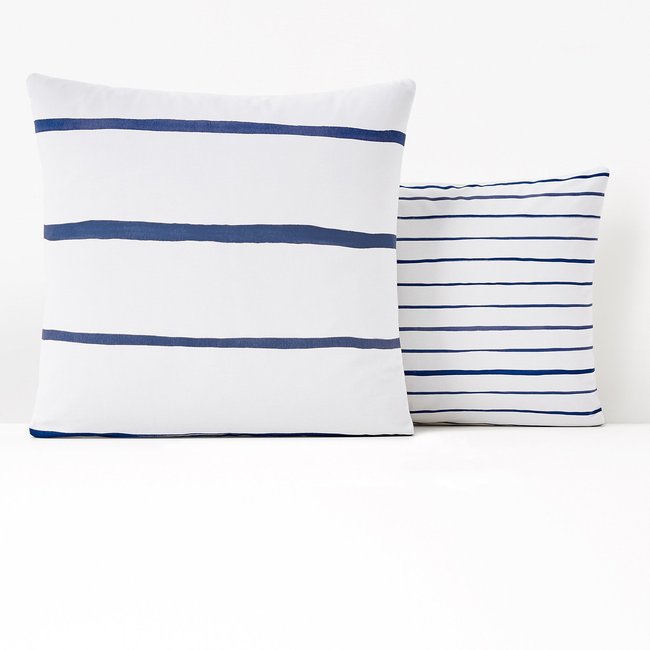 Kissenbezug Glenans, Baumwolle blau/weiss LA REDOUTE INTERIEURS