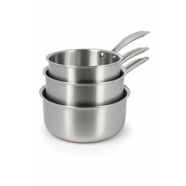 Set de 3 casseroles en acier inoxydable, TRIPLY inox <span itemprop=