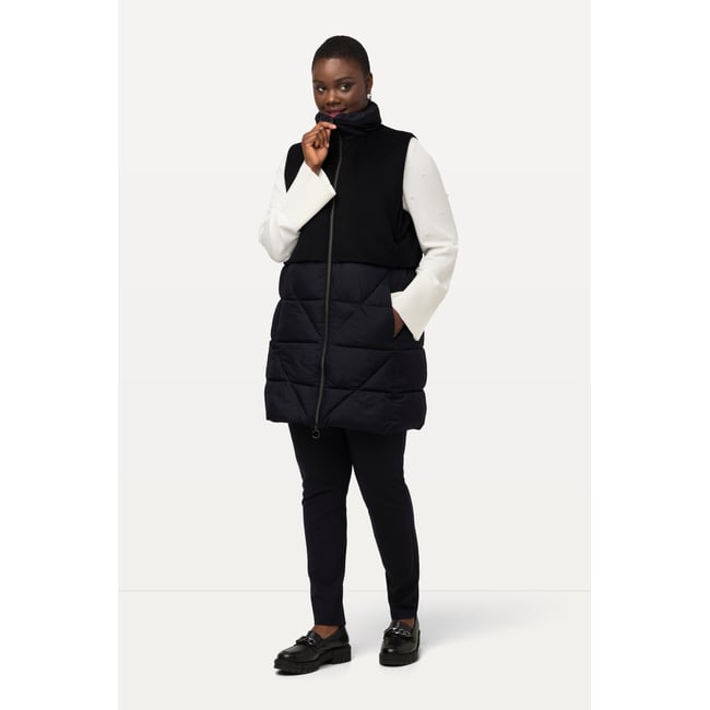 Veste matelassée sans manches, lainage marine <span itemprop=