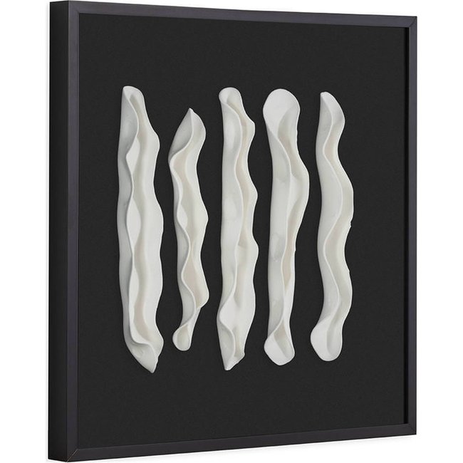 Tableau mural en relief, Bois et argile Couleur noir et blanc <span itemprop=