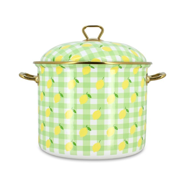 Marmite 24cm en acier émaillé, VICHY CITRON vert <span itemprop=