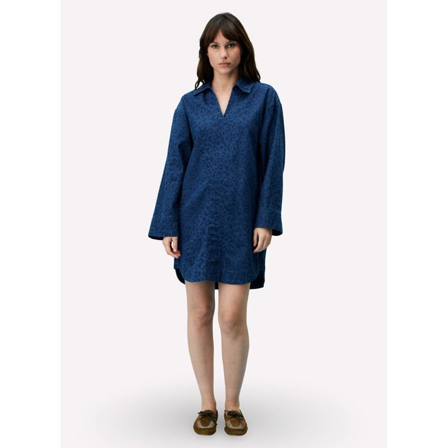 Robe en coton AGLOSSA bleu jean <span itemprop=