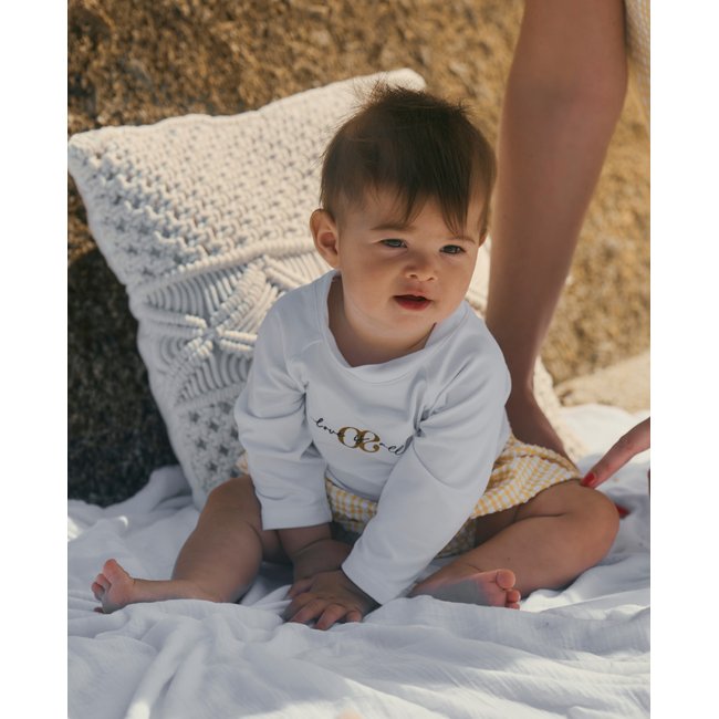 T-shirt de bain anti-uv bébé Marty jaune <span itemprop=