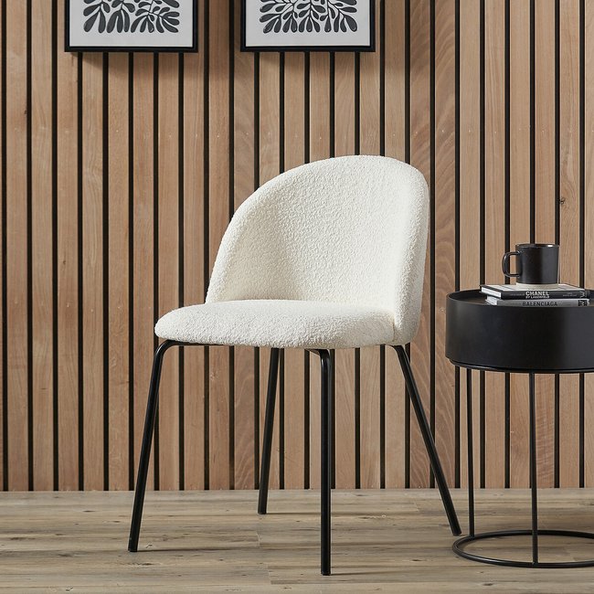 Tavi Bouclé & Metal Dining Chair, white, SO'HOME