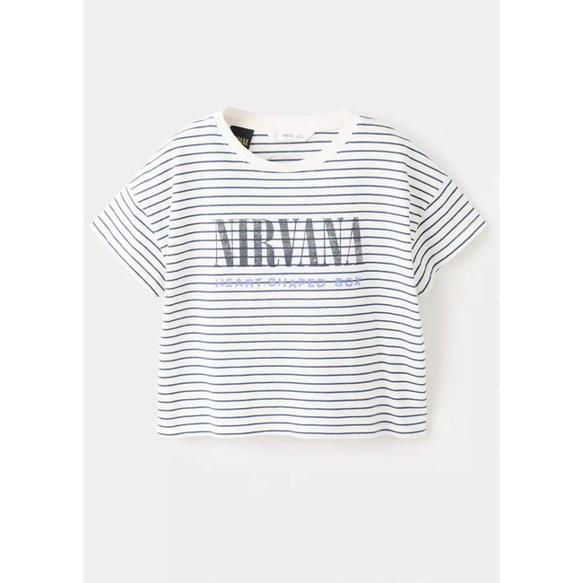 T-shirt motif Nirvana blanc cassé <span itemprop=