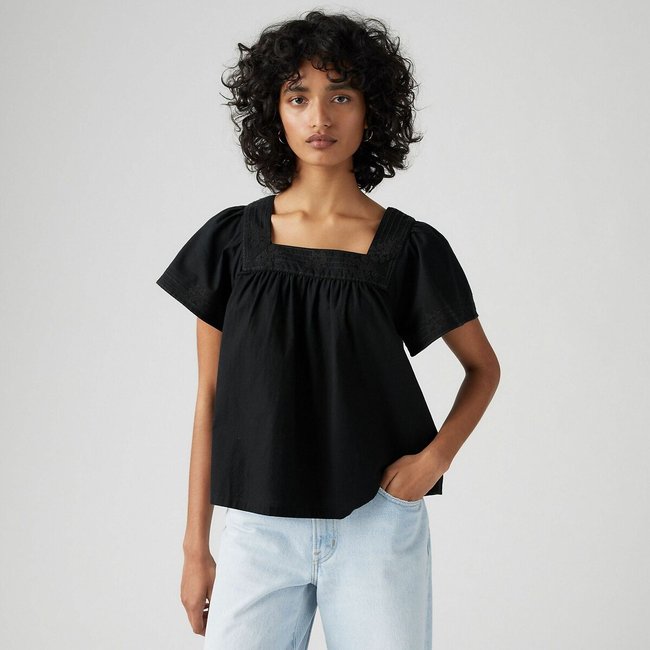 Weit geschnittene Bluse mit Karree-Ausschnitt anthrazit <span itemprop=