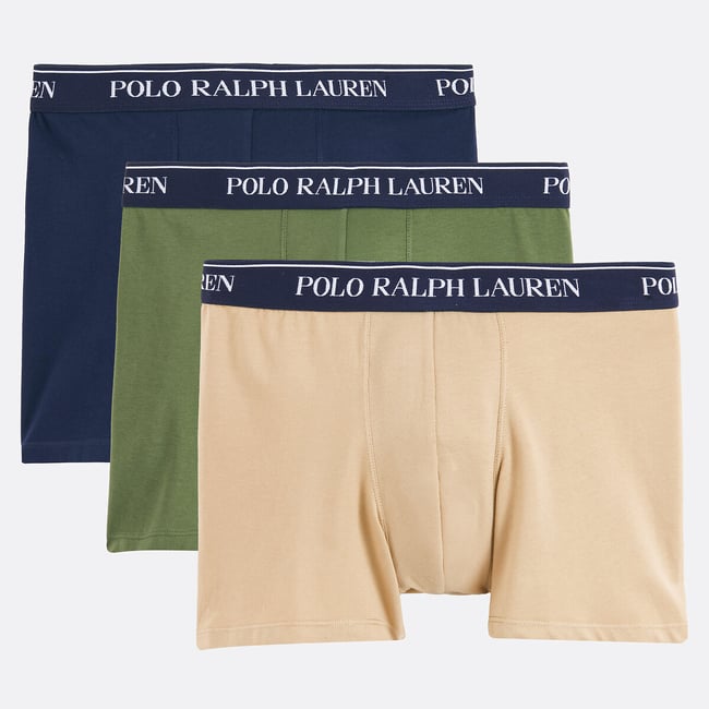 Lot de 3 slips-boxers coton stretch olive + kaki + marine <span itemprop=