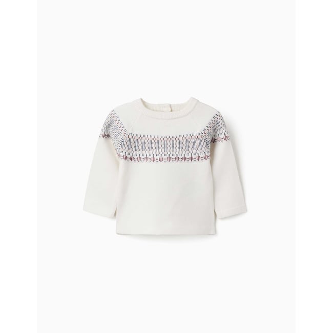 Pull en maille avec motif jacquard blanc <span itemprop=