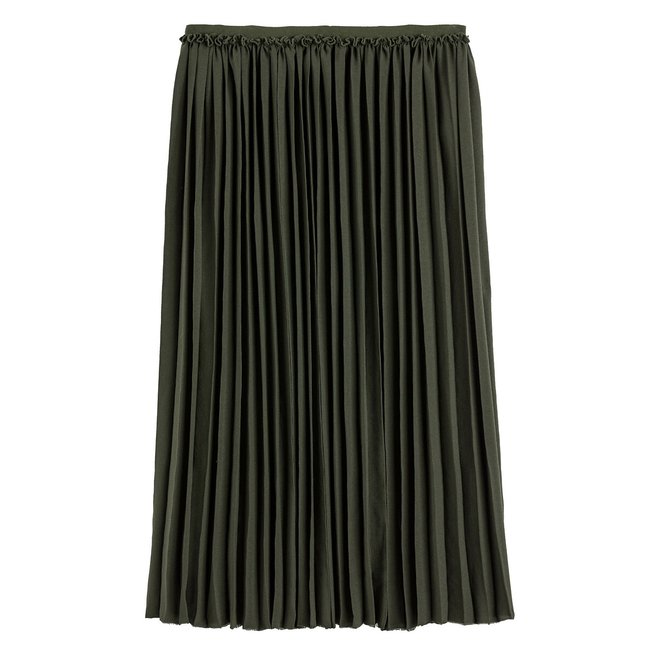Jupe midi plissée vert <span itemprop=