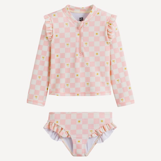 Biquíni, camisola com proteção UV estampado rosa <span itemprop=