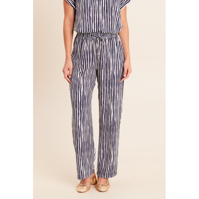 Pantalon large taille haute blanc <span itemprop=
