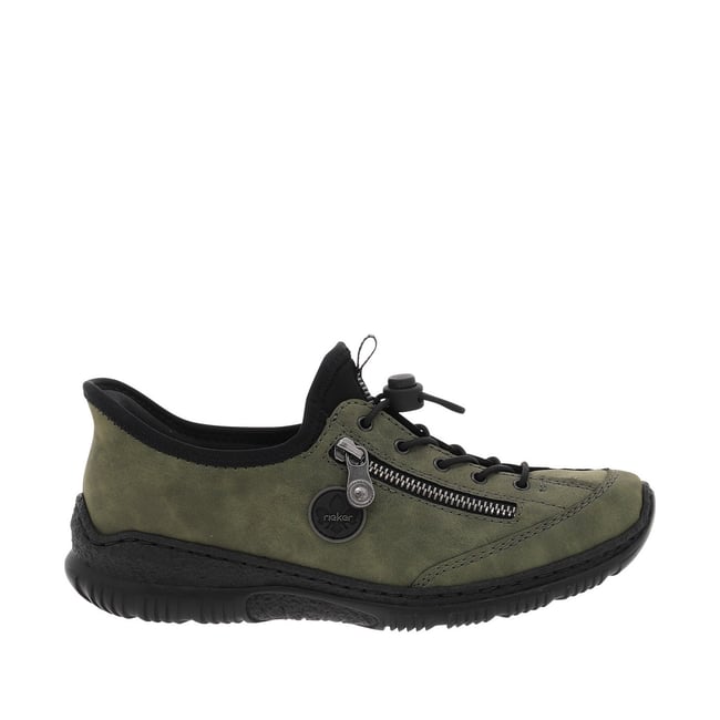 Sneakers kaki avec semelle à talon plat et à lacets élastiqués avec stoppeur kaki <span itemprop=