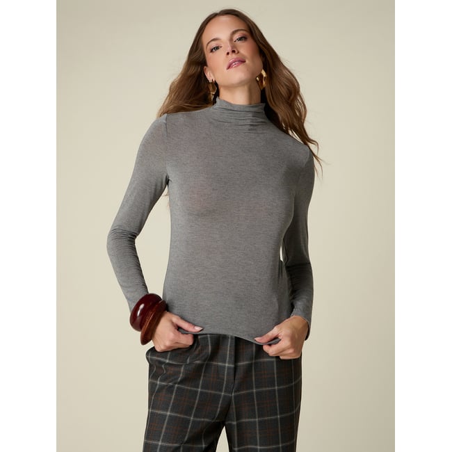 T-shirt col roulé gris <span itemprop=