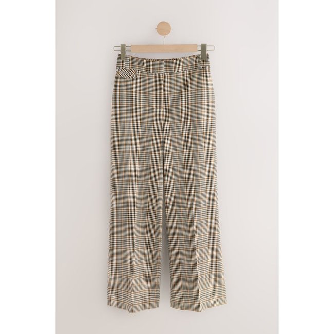 Pantalon large aux carreaux jaune <span itemprop=