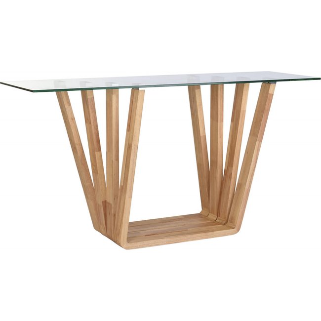 Console en noyer et verre, Moderno rebeca Couleur noyer brun avec plateau en verre transparent <span itemprop=