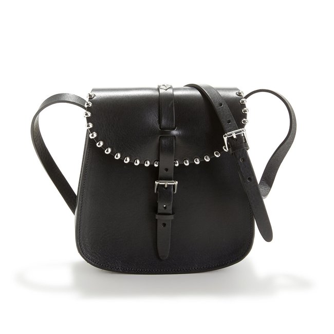 Sab Rock Lisse Shoulder Bag with Detailed Flap, black, HERBERT FRERE SOEUR