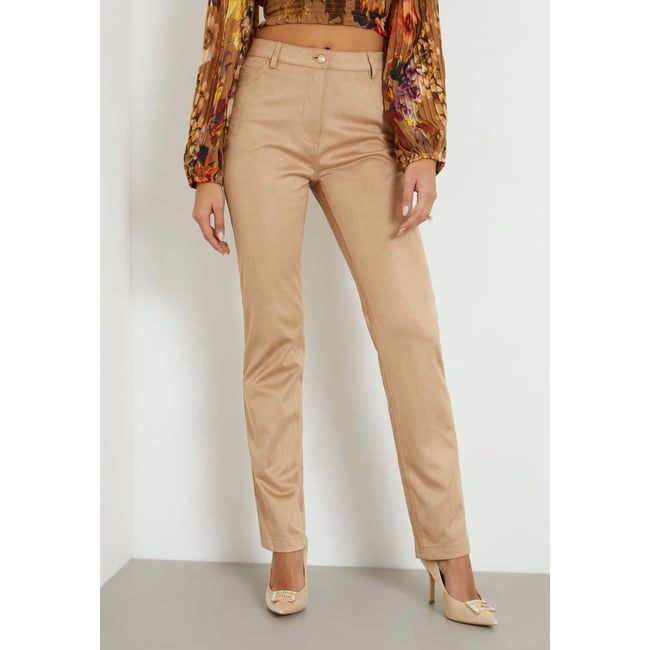 Pantalon Droit Daim Synthétique beige <span itemprop=