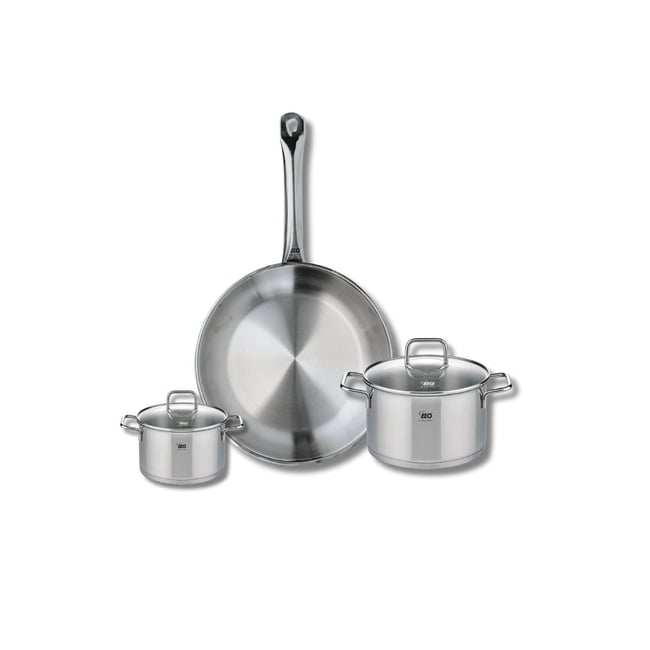Batterie 1 poêle 28cm + 2 faitouts 12/16cm PROFI CITRIN inox <span itemprop=