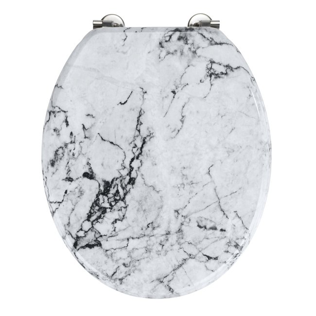 Abattant WC en MDF design marbre Onyx Couleur blanc <span itemprop=