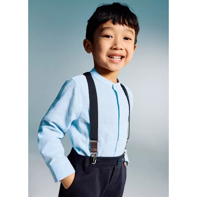Chemise lin bleu ciel <span itemprop=