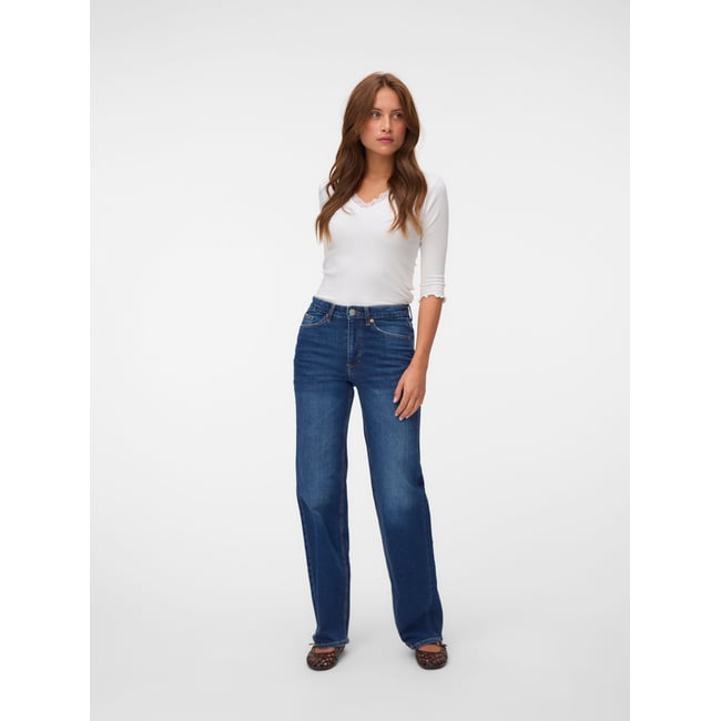 Jean À Coupe Large dark blue denim <span itemprop=