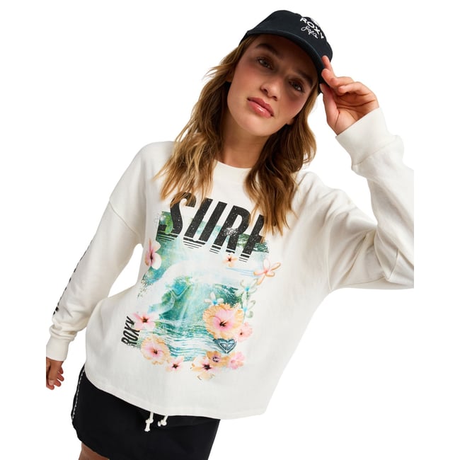 T-shirt oversize à manches longues SEA IS BEAUTIFUL. blanc coconut milk <span itemprop=