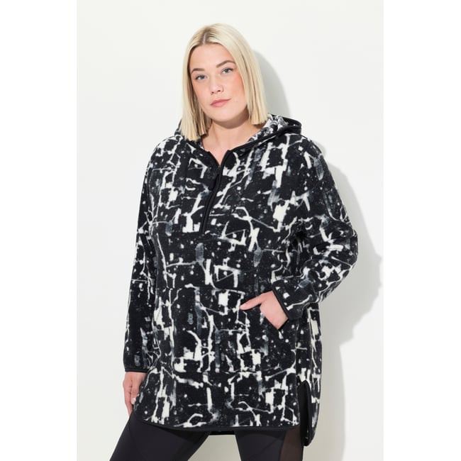 Pull long à capuche et manches longues noir <span itemprop=