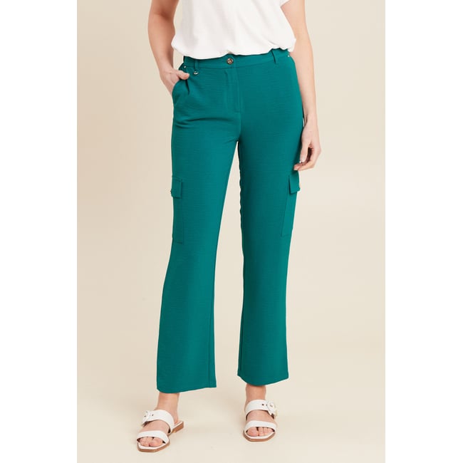 Pantalon flou cargo 7/8ème vert <span itemprop=