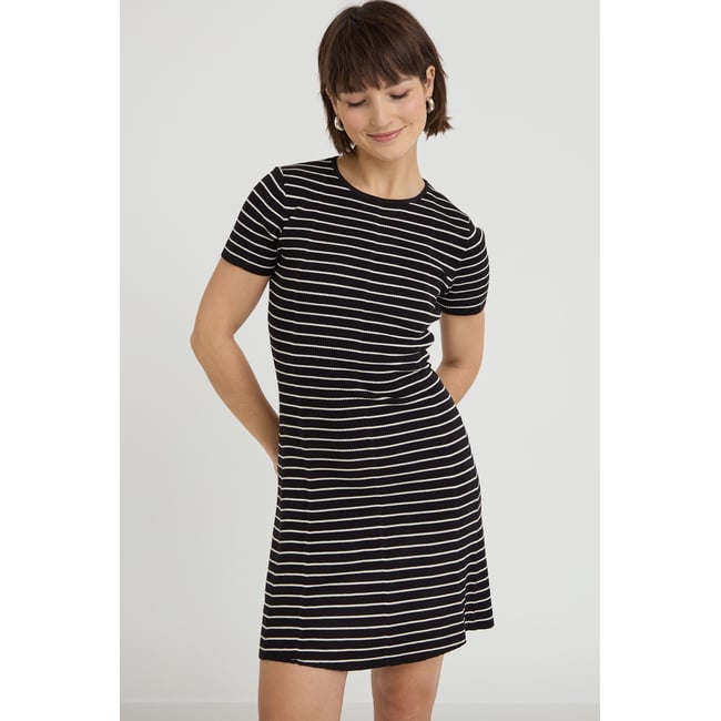 Robe droite manches courtes blanc <span itemprop=