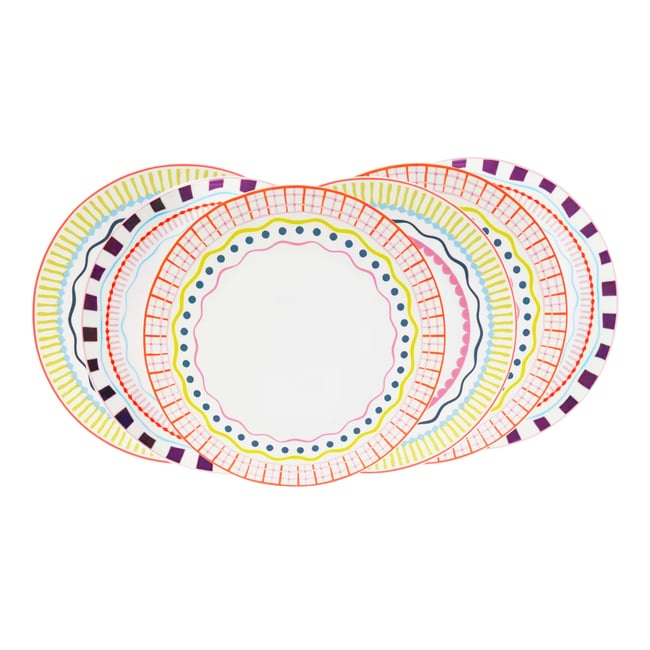 Lot de 6 grandes assiettes, RELAX SUNSET Couleur multicolore <span itemprop=
