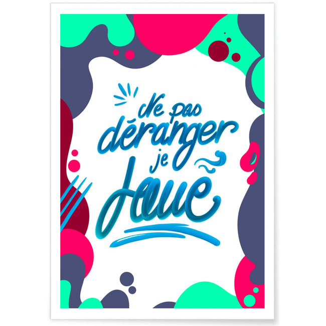 Affiche 'Ne pas déranger, je joue' Couleur blanc <span itemprop=