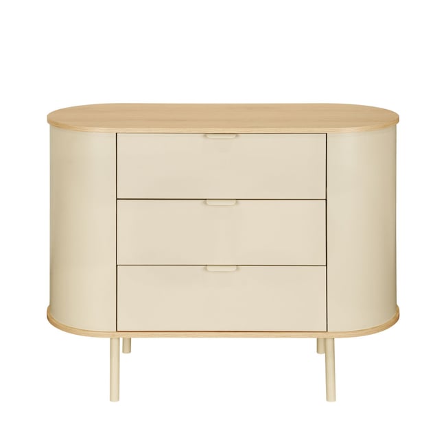 Commode 3 tiroirs en bois et métal- WILL Couleur beige <span itemprop=