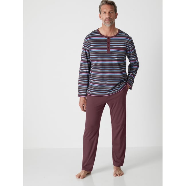 Pyjama rayé prune <span itemprop=
