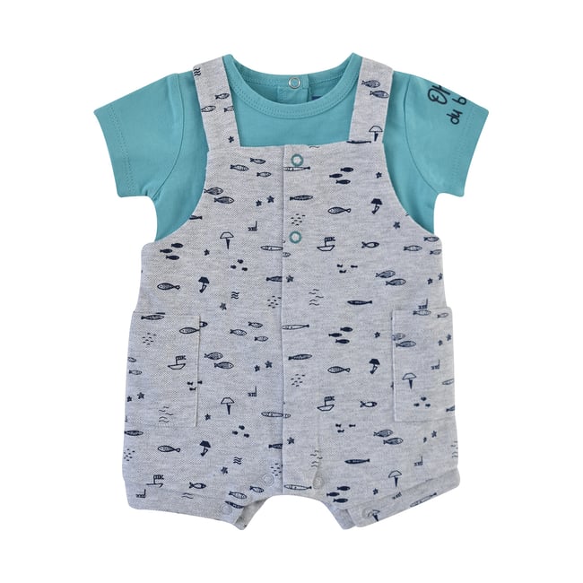 Tee shirt salopette eros maille naissance gris <span itemprop=