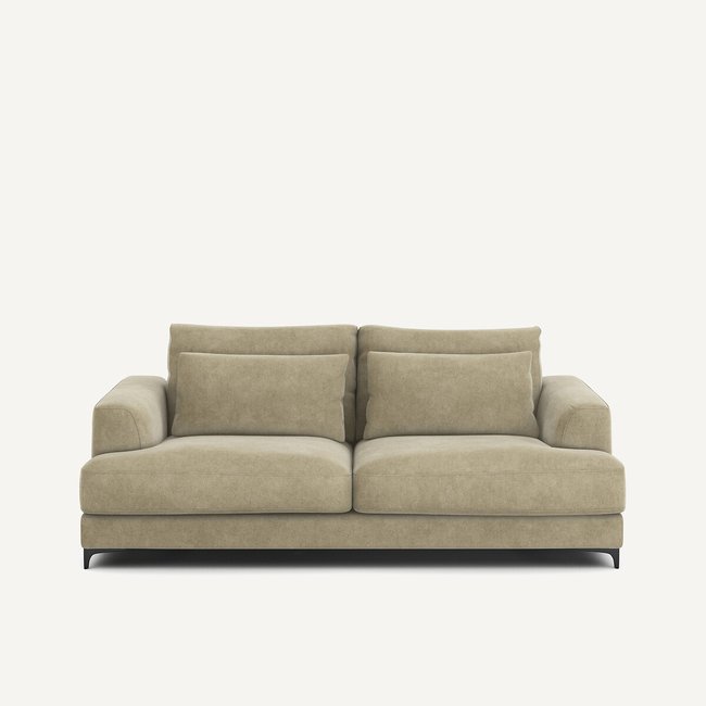 Sofá de 3 lugares convertível, em veludo stonewashed, Marsile cinzento shiitake <span itemprop=