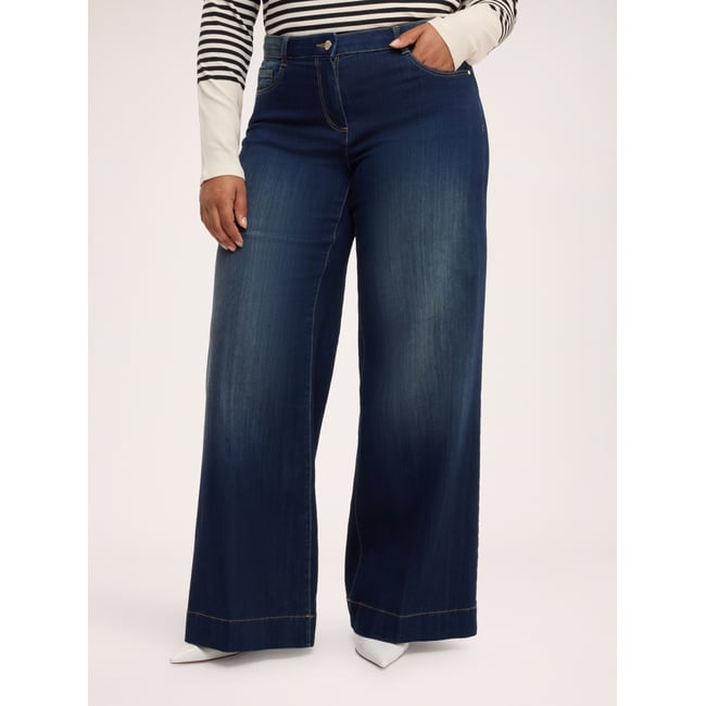 Jean Wide Leg lavage washed bleu <span itemprop=