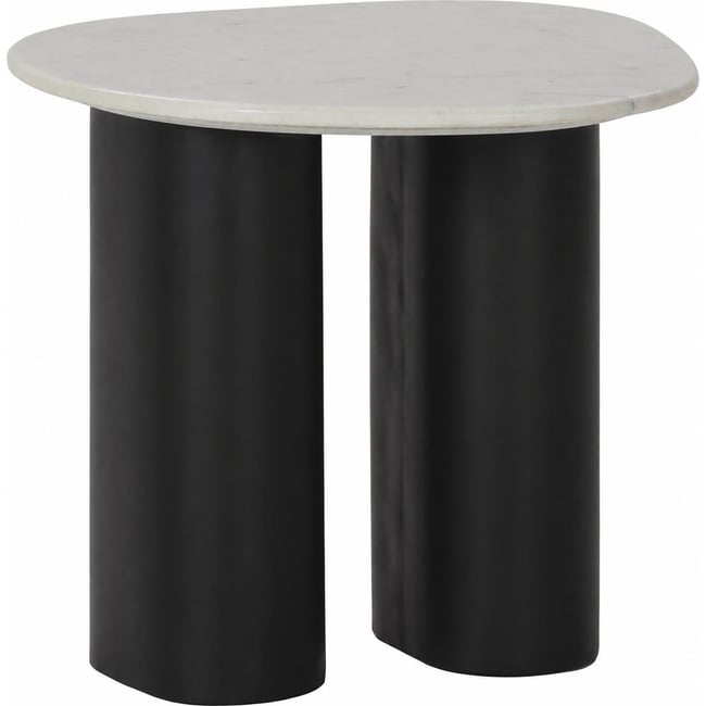 Table d'appoint en marbre et métal Couleur plombé et blanc <span itemprop=