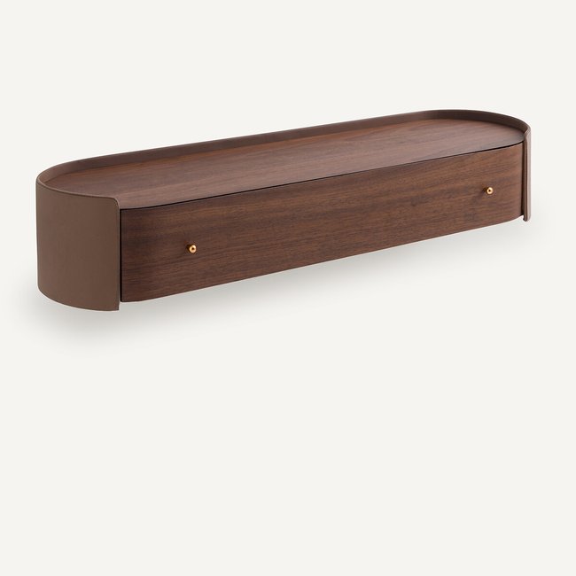Firmo Walnut & Leather Wall Console, walnut, AM.PM