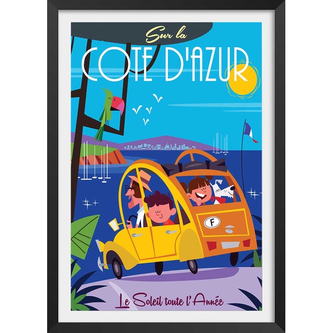 Poster retro le soleil de la cote d'azur - HEXOA