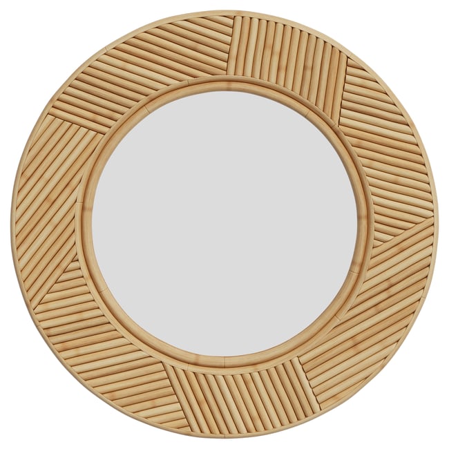 Miroir rond en rotin D40,5 cm - LAPTA Couleur beige <span itemprop=