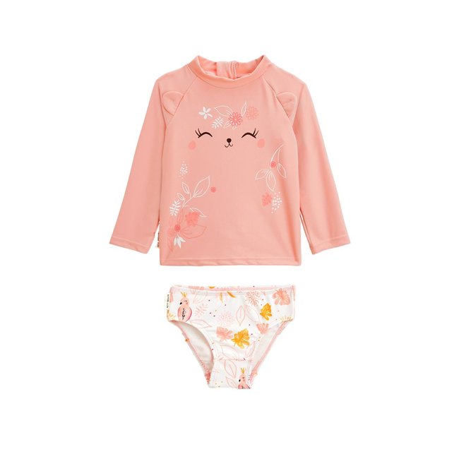 Maillot de bain bébé 2 pièces t-shirt de protection UV & culotte Sumba rose <span itemprop=