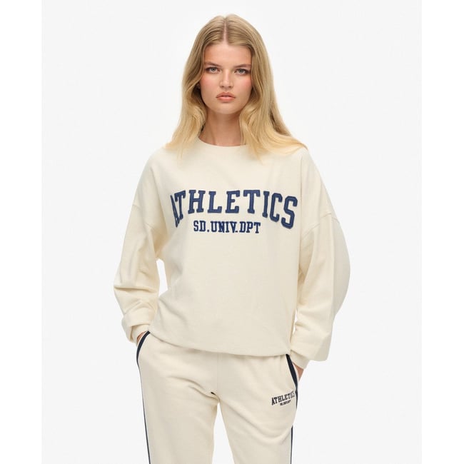 Sweatshirt Athletic Essentials à Appliqué blanc cassé os du désert <span itemprop=