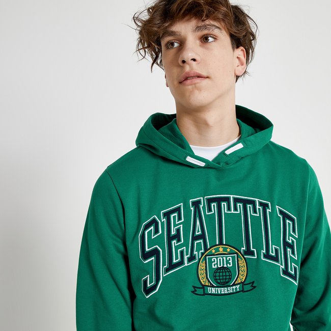 Felpa con cappuccio stampata verde LA REDOUTE COLLECTIONS