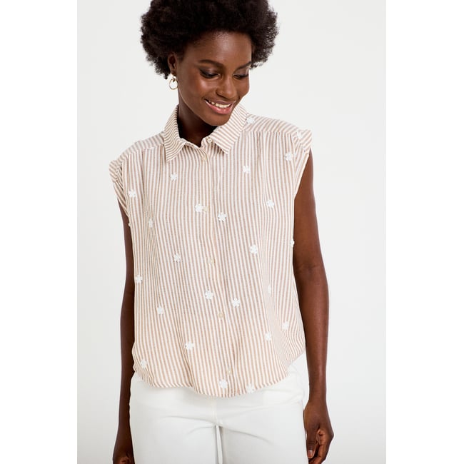 Blouse sans manches col classique - CACHE CACHE