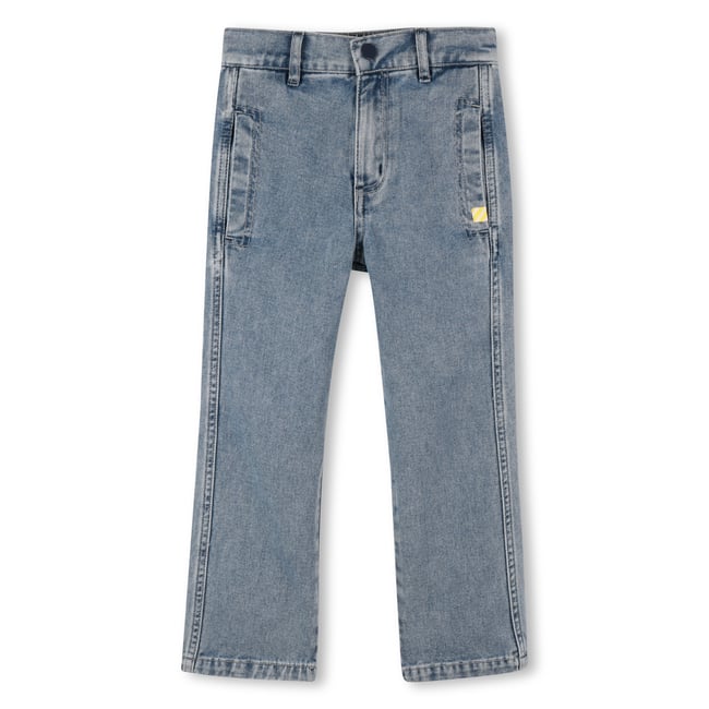 Pantalone in denim 4 tasche double stone+brossage <span itemprop=