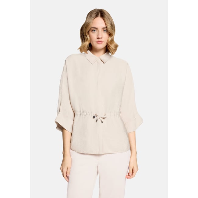 Veste façon blouse à cordon coulissant sous tunnel gris <span itemprop=
