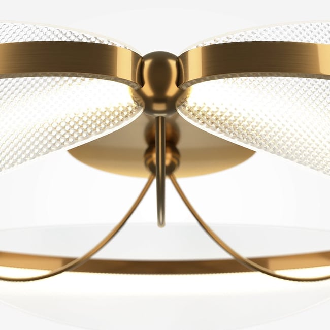 Plafonnier chambre LED blanc & or - forme elliptique AVA Couleur transparent <span itemprop=