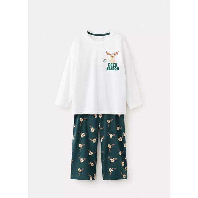Pyjama coton imprimé vert foncé <span itemprop=