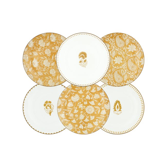 Lot de 6 assiettes à dessert, AMBRE Couleur orange <span itemprop=