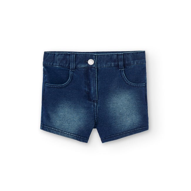 Short en denim avec bouton et fermeture é bleu <span itemprop=